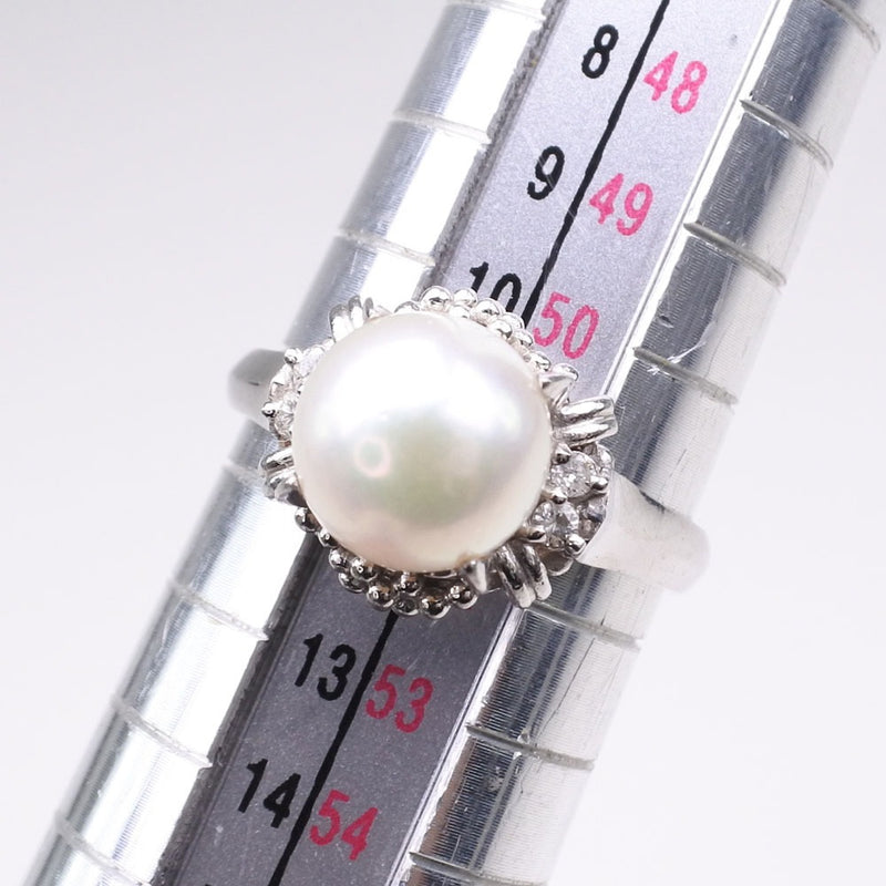 Perle n ° 11 Anneau / anneau Diamond 8,0 mm Pearl x PT900 Platinum Environ 5 g de perles de femmes