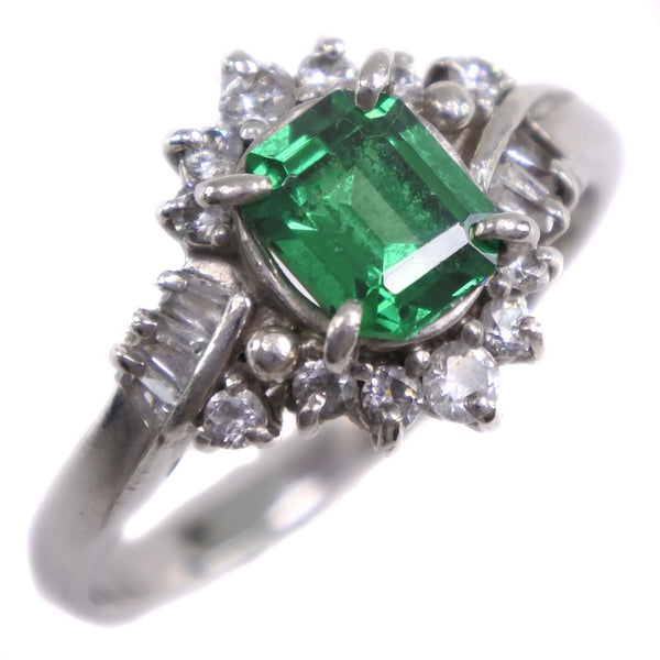 No. 10.5 Anillo / anillo 
 PT900 Platinum X Emerald X Diamond Aproximadamente 3.9 g Damas A Rank