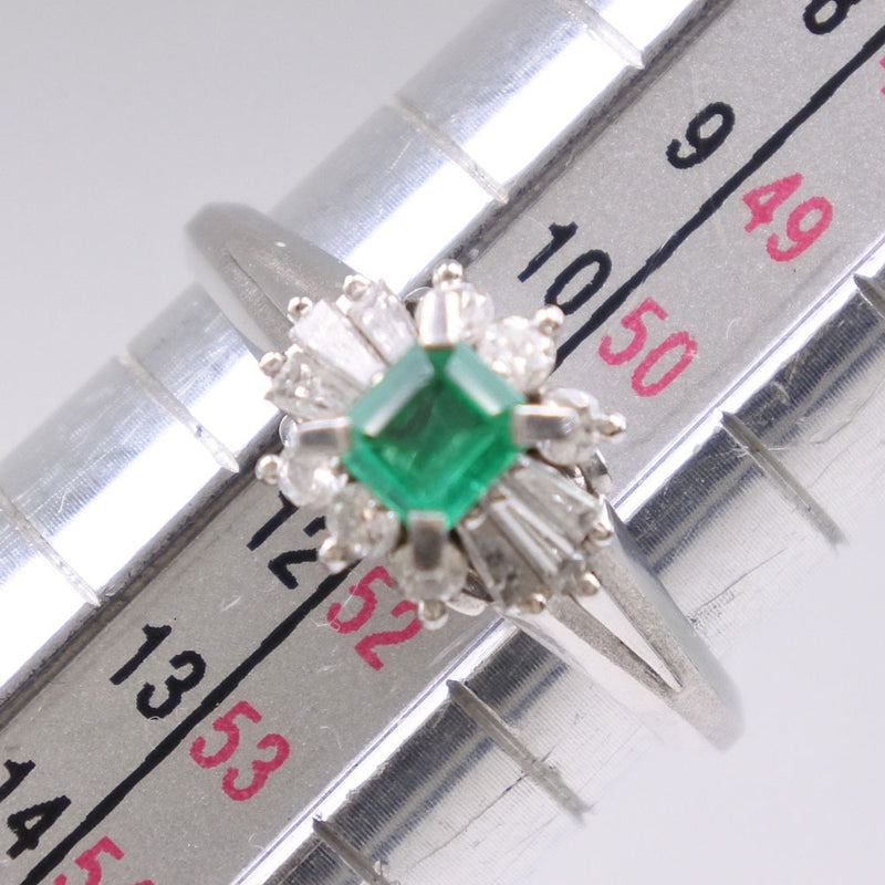 11 번 링 / 링 
 PT900 플래티넘 X Emerald X Diamond E0.34 D0.20 약 4.4g Ladies SA Rank.