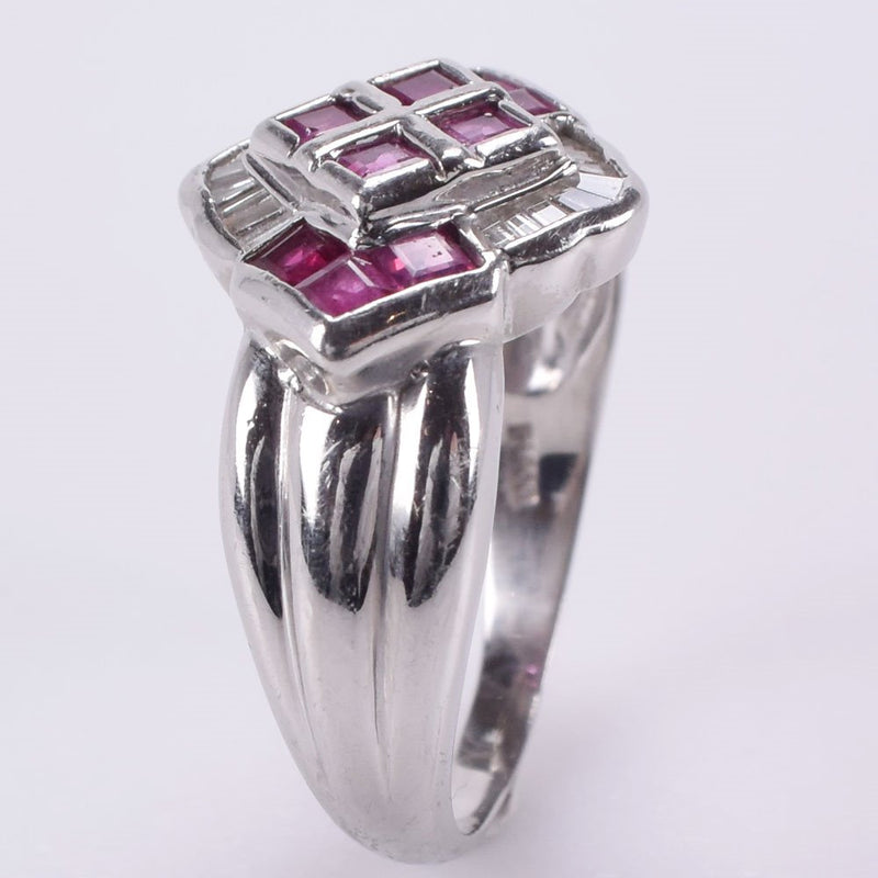 No. 18 ring / ring 
 PT900 Platinum x Ruby x Diamond R1.01 D0.26 Engraved Ladies A Rank
