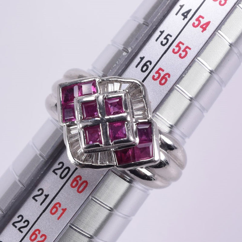 No. 18 Anillo / anillo 
 PT900 Platino x Ruby X Diamond R1.01 D0.26 Damas grabadas un rango
