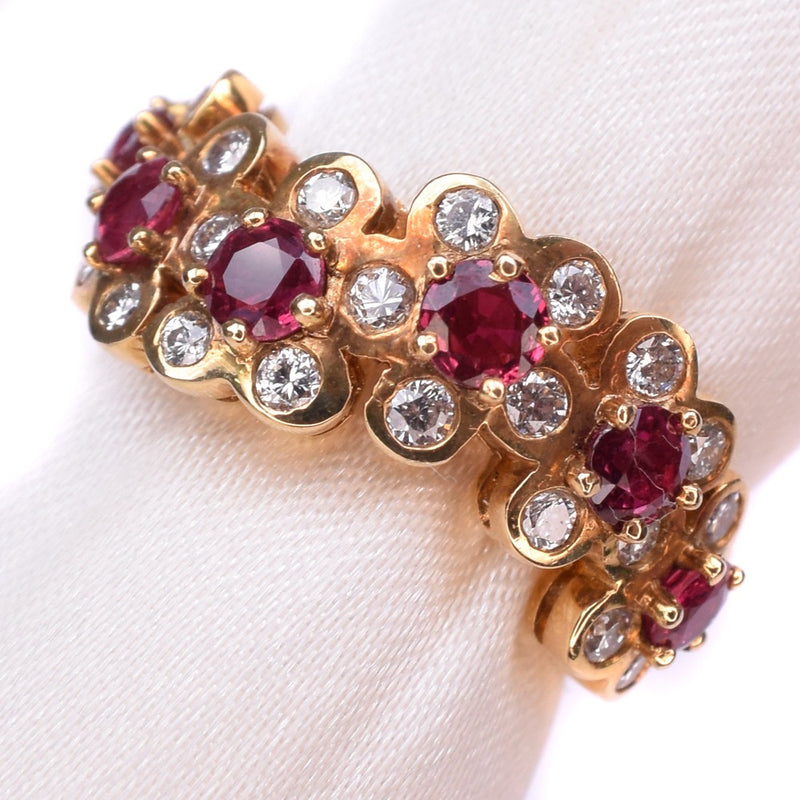 Ruby diamond No. 9 ring / ring 
 K18 Yellow Gold Red Approximately 7.0g Ruby Diamond Ladies A Rank