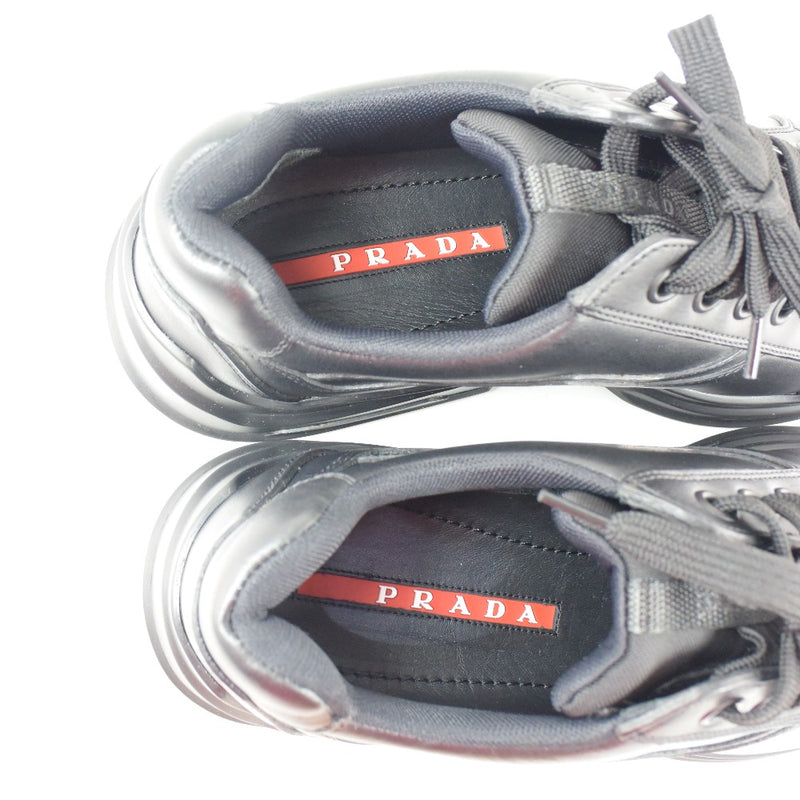 [PRADA]PRADA Sneakers 5 1/2 Leather Black 4E engraved Ladies N rank