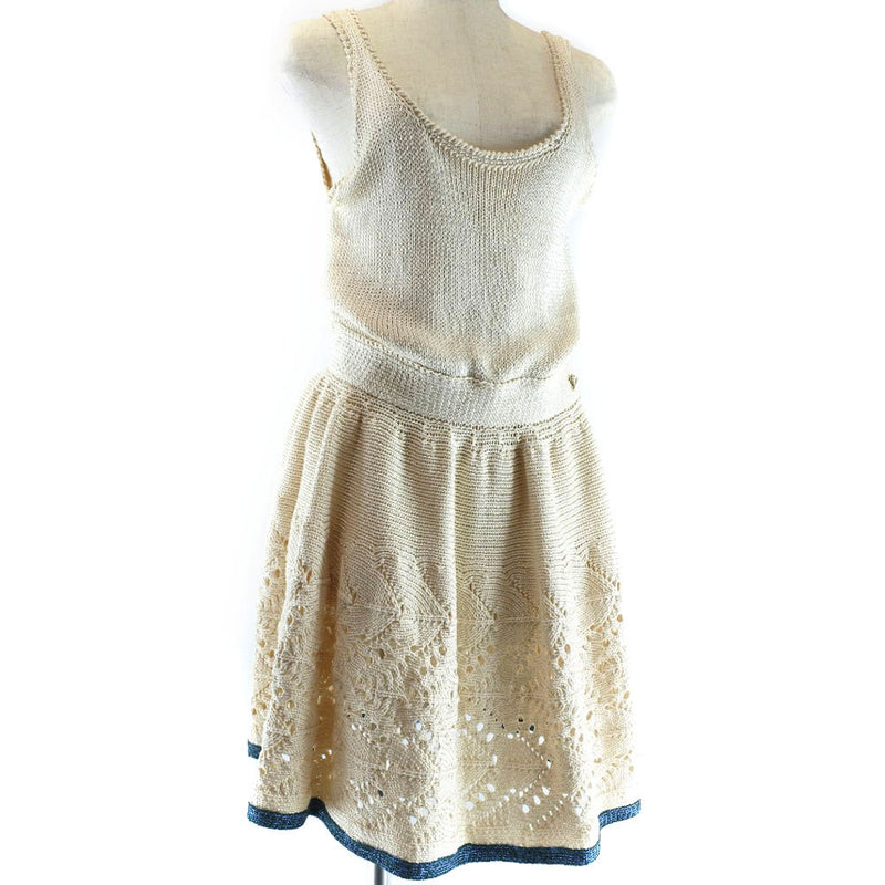 [香奈儿]香奈儿 
 针织连衣裙 
 编织的P38508K02632丝绸X棉米色针织女士A级