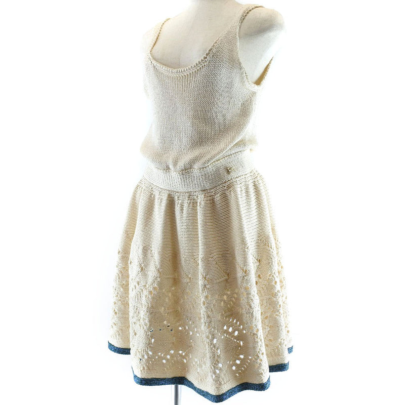 [香奈儿]香奈儿 
 针织连衣裙 
 编织的P38508K02632丝绸X棉米色针织女士A级