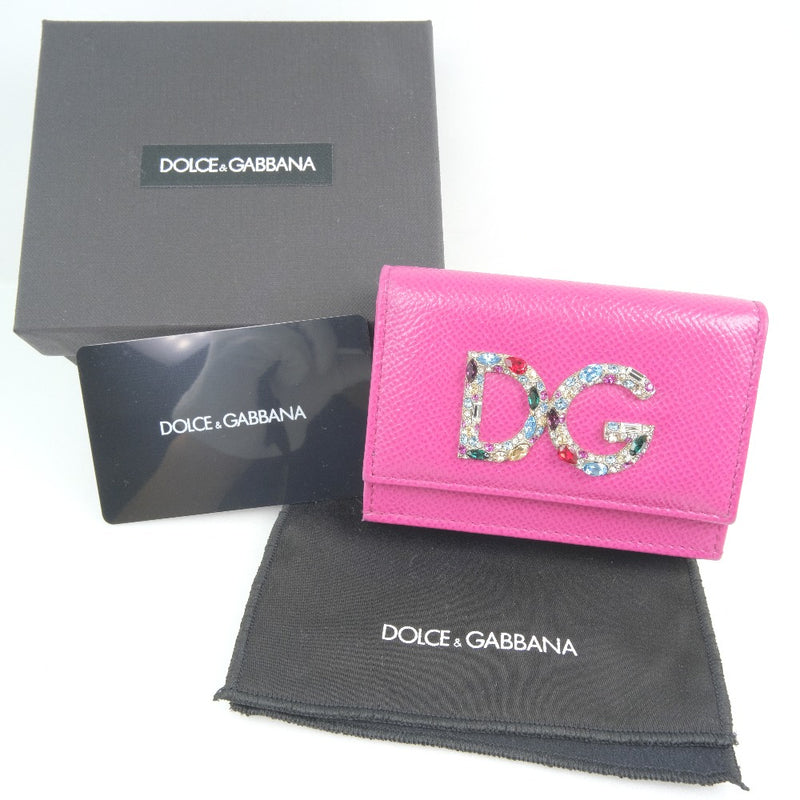 [Dolce＆Gabbana]DOLCE&GABBANA 紧凑的钱包三倍钱包BI1048B51841小牛8H407粉红色快照按钮紧凑型钱包女士A级