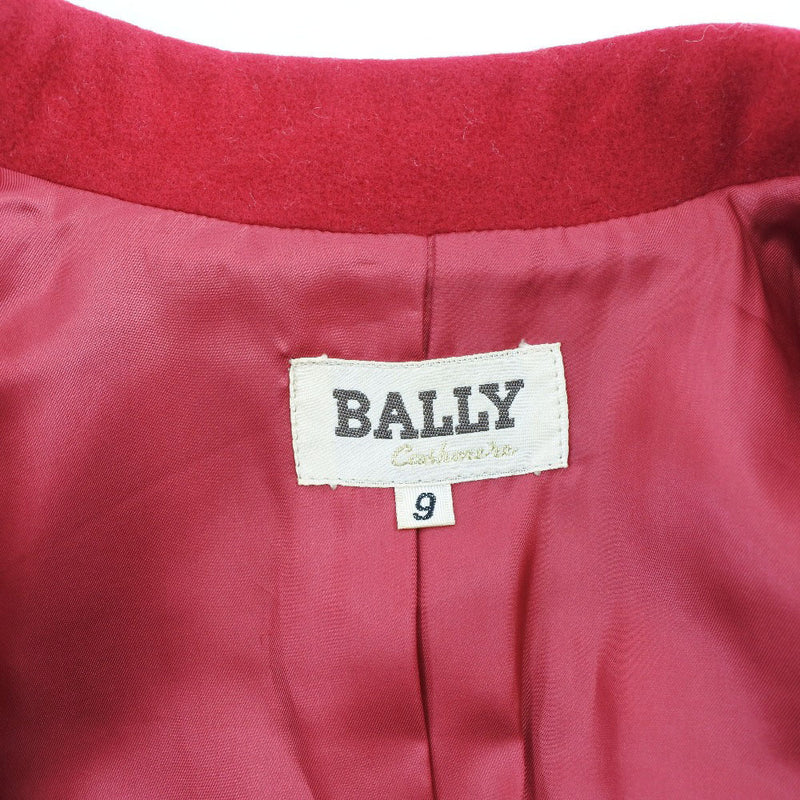 【BALLY】バリー
 ロングコート ステンカラーコート
 9号 P01525 ウール×カシミヤ 赤 Long coat レディースA-ランク