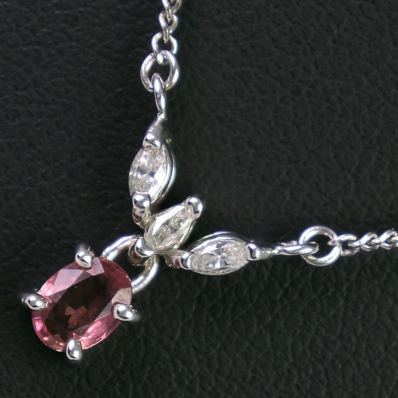 Necklace PT850 Platinum x Diamond x Ruby 0.43/D0.15 Arms 3.9G Ladies A Rank