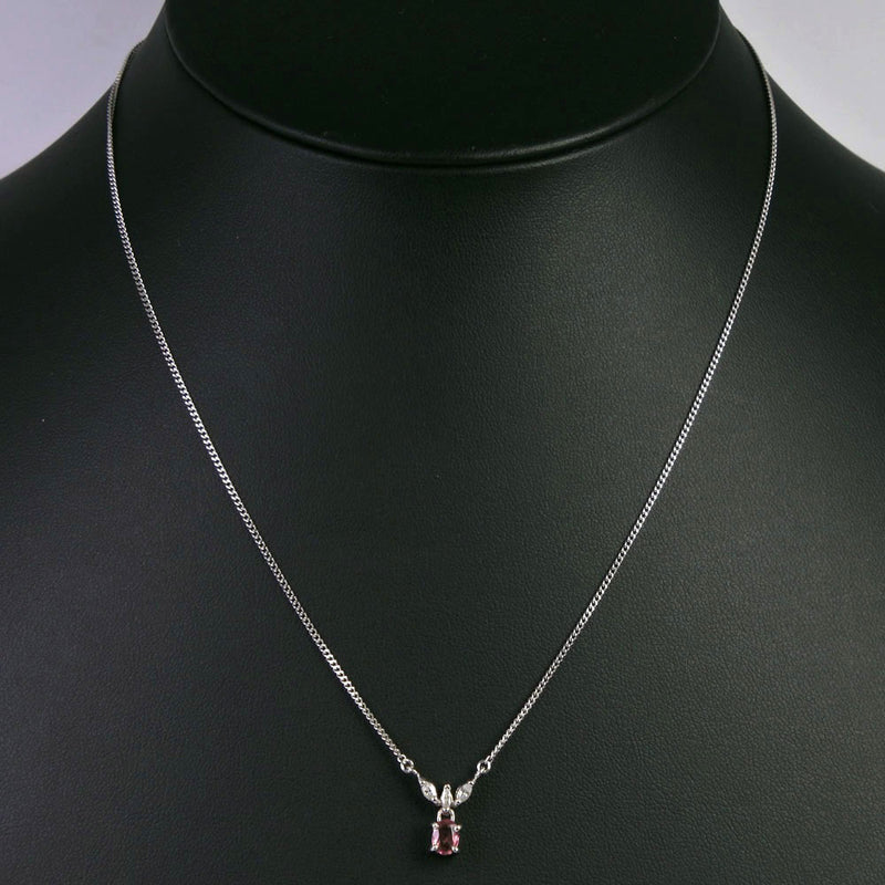 Necklace PT850 Platinum x Diamond x Ruby 0.43/D0.15 Arms 3.9G Ladies A Rank