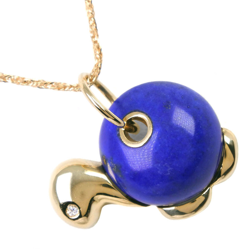 Cruncher Necklace 18KYellow Gold x Lapis Lazuli x Diamond Approximately 7.4g Turtle Motif Ladies