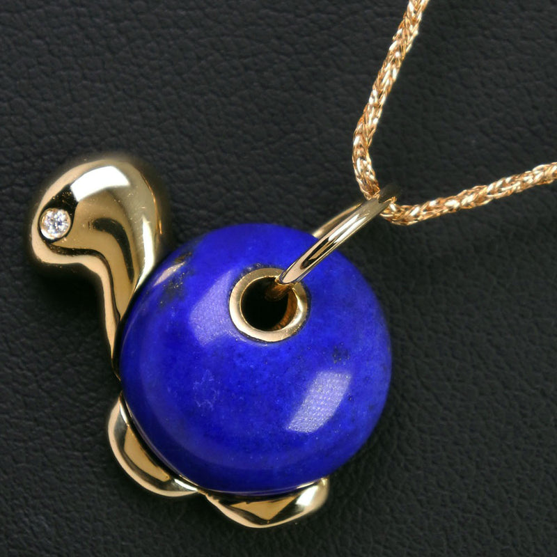 Cruncher Necklace 18KYellow Gold x Lapis Lazuli x Diamond Approximately 7.4g Turtle Motif Ladies