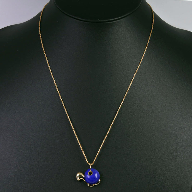 Cruncher Necklace 18KYellow Gold x Lapis Lazuli x Diamond Approximately 7.4g Turtle Motif Ladies