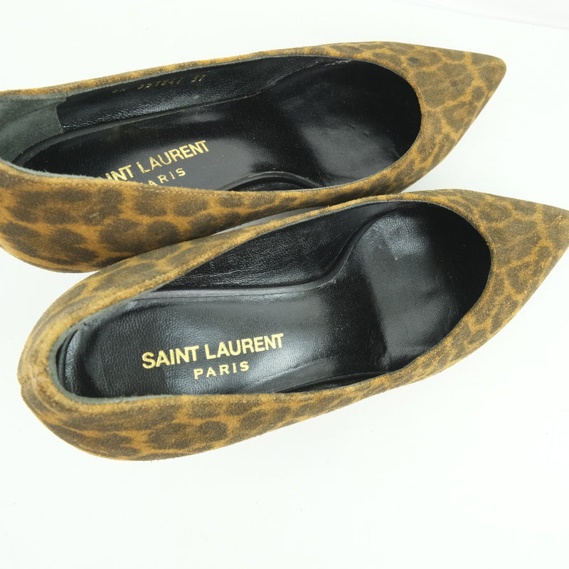 [Saint Laurent PARIS] Sun Laurent 
 Leopard/leopard print pumps 
 Suede tea Leopard / Leopard Pattern Ladies