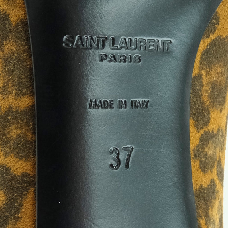 [Saint Laurent Paris] Sun Laurent 
 Bombas de impresión de leopardo/leopardo 
 Leopardo de té de gamuza / leopardo Patrón de damas