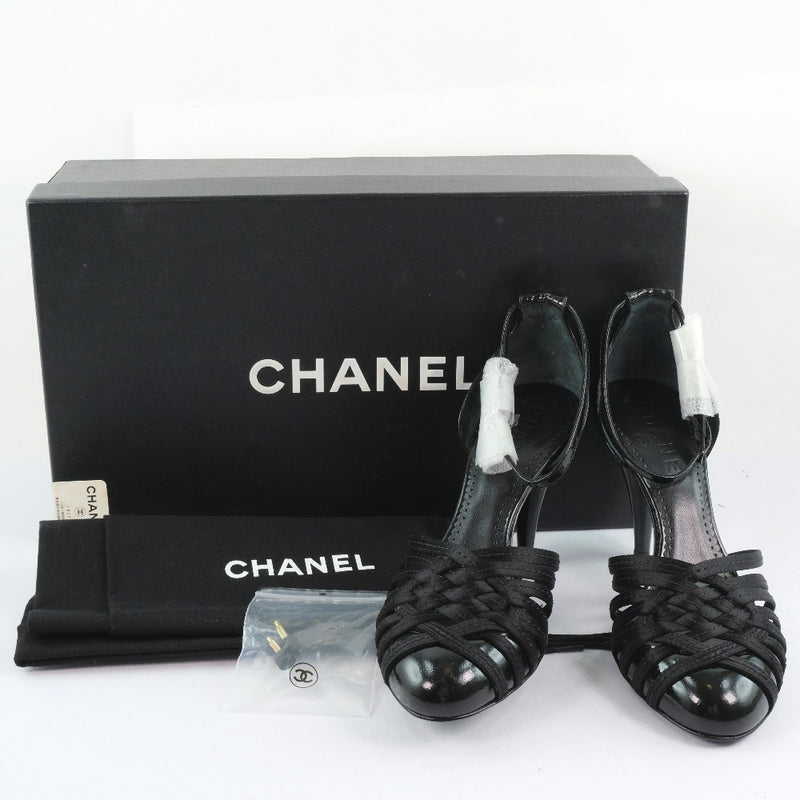 [Chanel] Chanel 
 Sandalias 
 05C G24491Y01018 Patente de cuero x Satin Black Ladies B-Rank