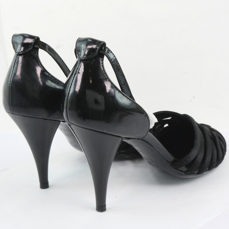 [Chanel] Chanel Sandals 05C G24491Y01018 Patent Leather X Satin Black Ladies B-Rank