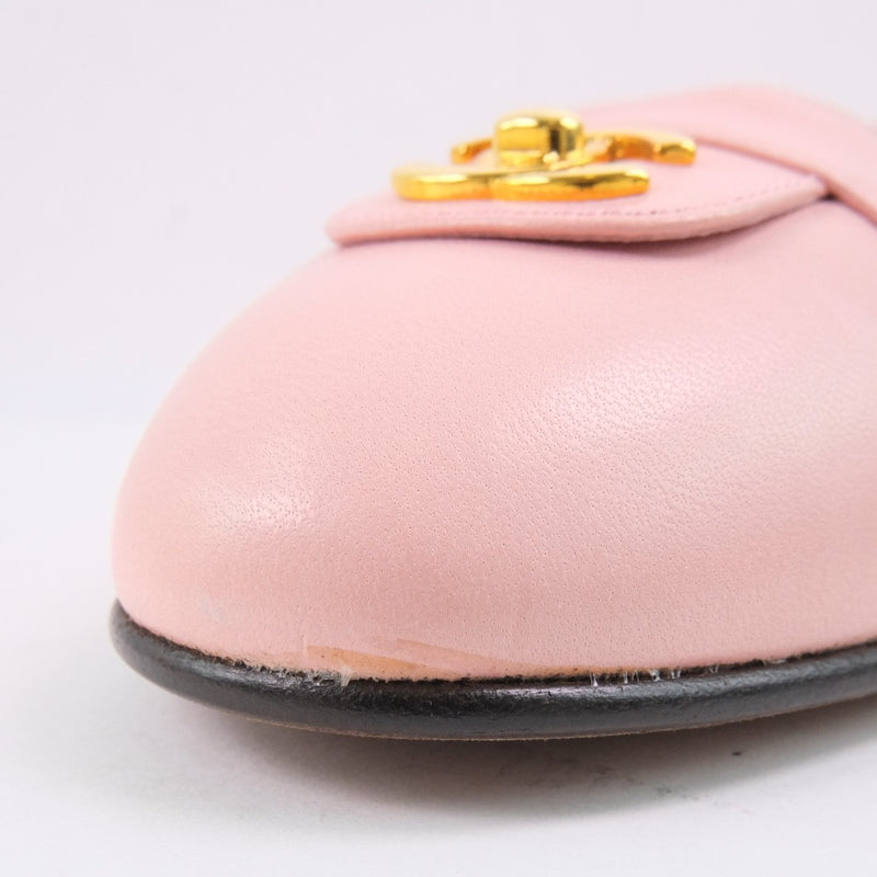 [CHANEL] Chanel 
 Flat shoes pumps 
 Coco Mark A06249.07 Calf Pink 96P engraved flat shoes ladies