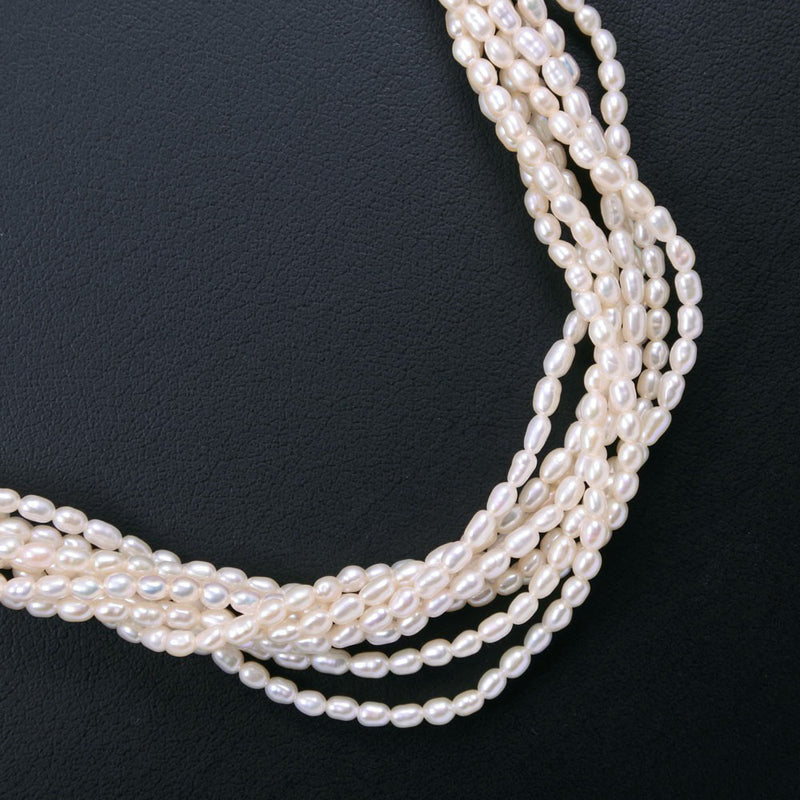 ベビーパール ネックレス
 8連 ツイスト2.2～2.5ｍｍ 真珠×シルバー 約47.0g Baby pearl レディースA-ランク