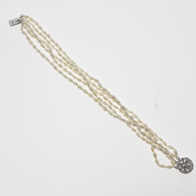 婴儿珍珠项链 
 手镯2件套件连续5曲折2.7〜3.4毫米珍珠X银36.2克婴儿珍珠女士A级