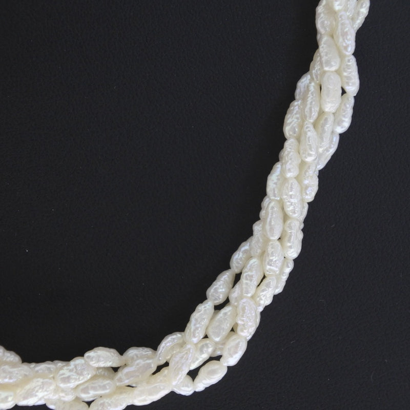 婴儿珍珠项链 
 手镯2件套件连续5曲折2.7〜3.4毫米珍珠X银36.2克婴儿珍珠女士A级