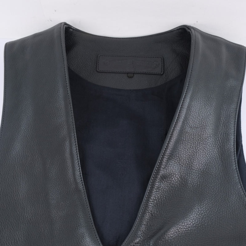 [Chrome Hearts] Chrome Hearts 
 Daggerip vest 
 6 button leather Black Dagger Zip Unisex A Rank