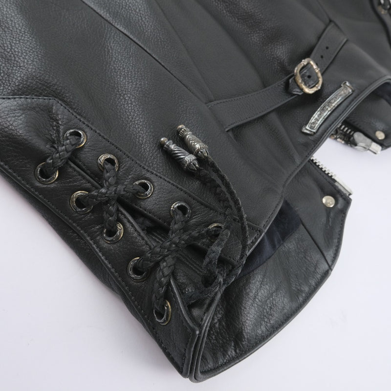 [Chrome Hearts] Chrome Hearts 
 Daggerip vest 
 6 button leather Black Dagger Zip Unisex A Rank