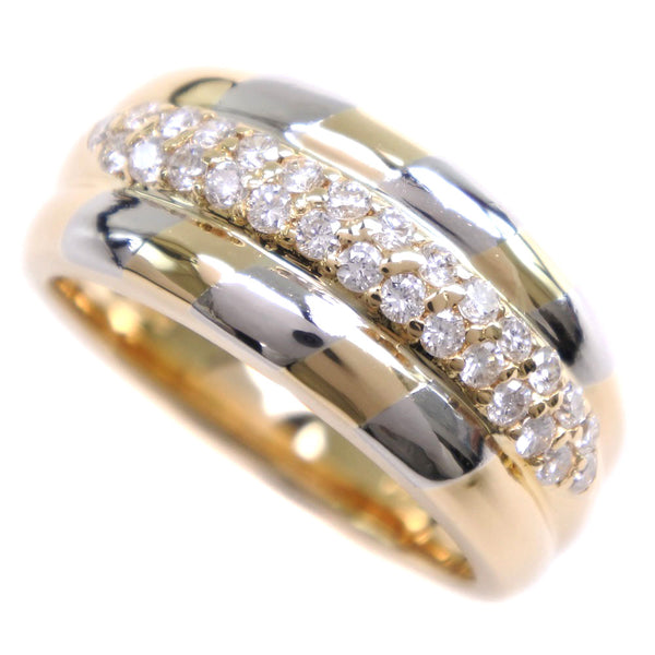 9 번 링 / 링 18K옐로우 골드 X PT900 플래티넘 X 다이아몬드 실버 D0.30 약 6.1g 숙녀 SA 랭크