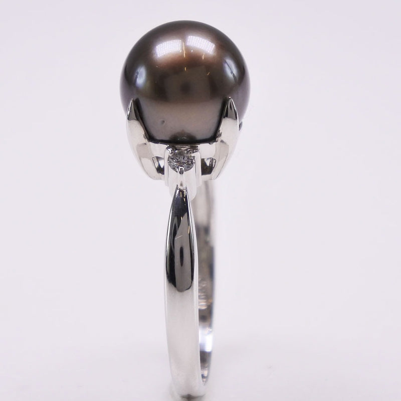 真珠 13号 リング・指輪 9.5 ｍｍ Pt900プラチナ×ブラックパール（黒蝶真珠）×ダイヤモンド ブラック D0.07刻印 約5.0g –  KYOTO NISHIKINO