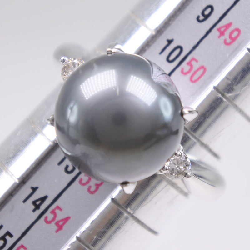 진주 크기 11.5 링 11.2mm PT900 플래티넘 X Black Pearl (Black Cultured Pearl) x 다이아몬드 D0.13 스탬프 약. 8.8G Pearl Women 's A+ 순위