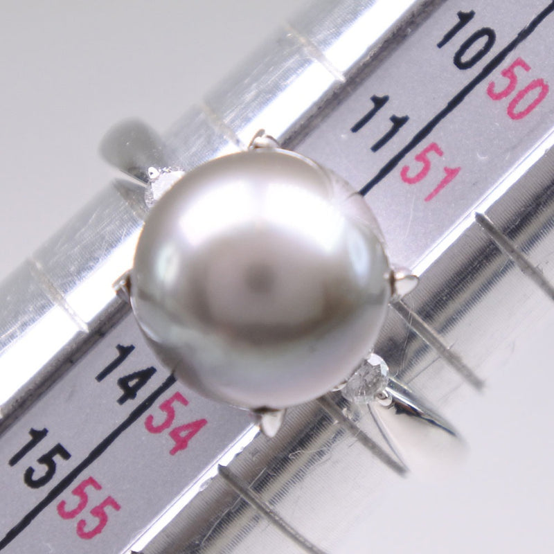 珍珠13戒指 /戒指 
9.5毫米PT900白金X黑色珍珠（黑色蝴蝶珍珠）X钻石黑色D0.07雕刻邮票5.0g Pearl Ladies A+等级