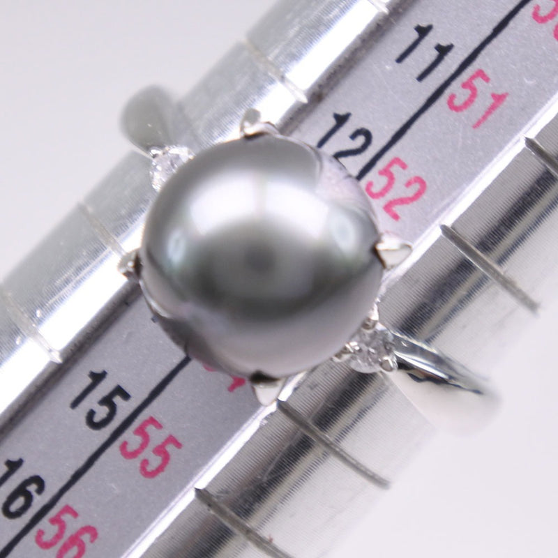 Pearl No. 13 Ring / Ring 
9.0 mm PT900 Platinum x Black Pearl (Black Butterfly Pearl) x Diamond Black D0.07 Engraved Stamp 4.6g Ladies A+Rank