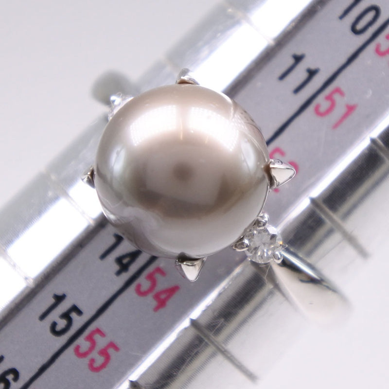 진주 크기 13 링/링 9.0 mm PT900 플래티넘 x 블랙 펄 (black pearl) (Black Cultured Pearl) x 다이아몬드 그레이 d0.07 스탬프 대략. 4.8g Pearl Women 's A+ 순위