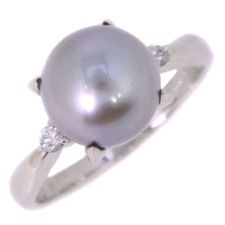 Pearl No. 13 Anillo / anillo 9.0 mm PT900 Platino x Pearl negro (Black Cultured Pearl) × Diamond Black D0.07 grabado aproximadamente 4.8g Pearl Ladies SA Rank