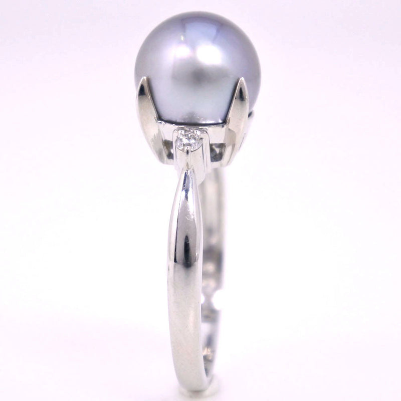 진주 크기 12.5 링/링 9.0 mm PT900 플래티넘 x 블랙 펄 (black pearl) (Black Cultured Pearl) x 다이아몬드 블랙 D0.07 스탬프 약. 4.8G Pearl Women 's SA 순위