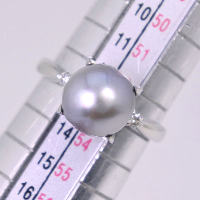 진주 크기 12.5 링/링 9.0 mm PT900 플래티넘 x 블랙 펄 (black pearl) (Black Cultured Pearl) x 다이아몬드 블랙 D0.07 스탬프 약. 4.8G Pearl Women 's SA 순위