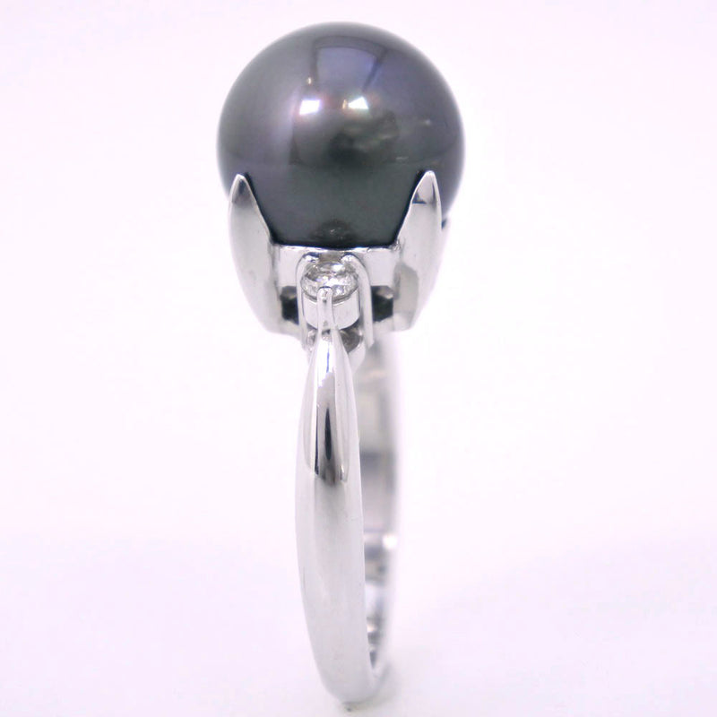 진주 크기 11.5 링 11.0 mm PT900 플래티넘 X Black Pearl (Black Cultured Pearl) x 다이아몬드 블랙 D0.13 스탬프 약. 8.4G Pearl Women 's SA 순위