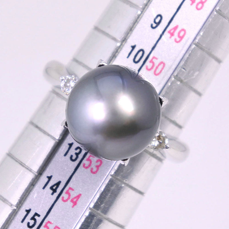 진주 크기 11.5 링 11.0 mm PT900 플래티넘 X Black Pearl (Black Cultured Pearl) x 다이아몬드 블랙 D0.13 스탬프 약. 8.4G Pearl Women 's SA 순위