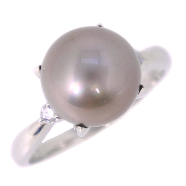 진주 크기 13 링/링 10.0 mm PT900 플래티넘 X 블랙 펄 (Pearl) (Black Cultured Pearl) x 다이아몬드 그레이 0.07 스탬프 약. 5.1G Pearl Women 's SA 순위