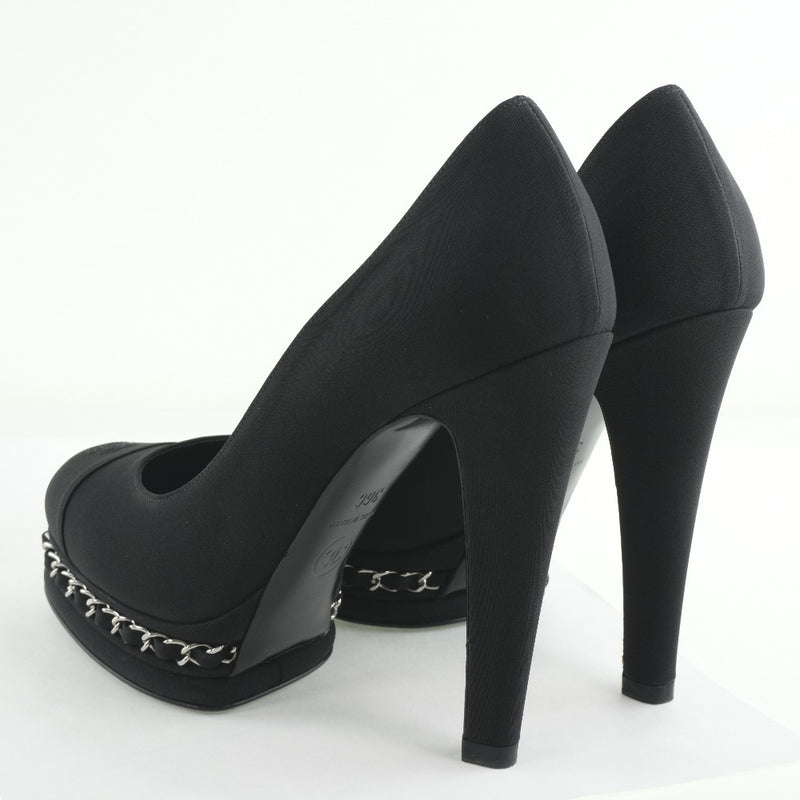 [CHANEL] Chanel 
 High heel pumps 
 Coco Mark/Chain 36C Canvas Black HIGH HEELS Ladies A+Rank