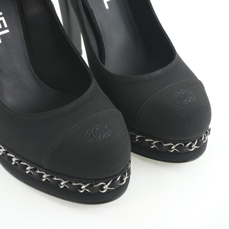 [CHANEL] Chanel 
 High heel pumps 
 Coco Mark/Chain 36C Canvas Black HIGH HEELS Ladies A+Rank