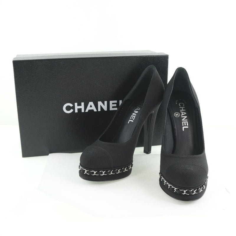 [Chanel] Chanel 
 Bombas de tacón alto 
 Coco Mark/Chain 36C lienzo negro tacones altos damas a+rango
