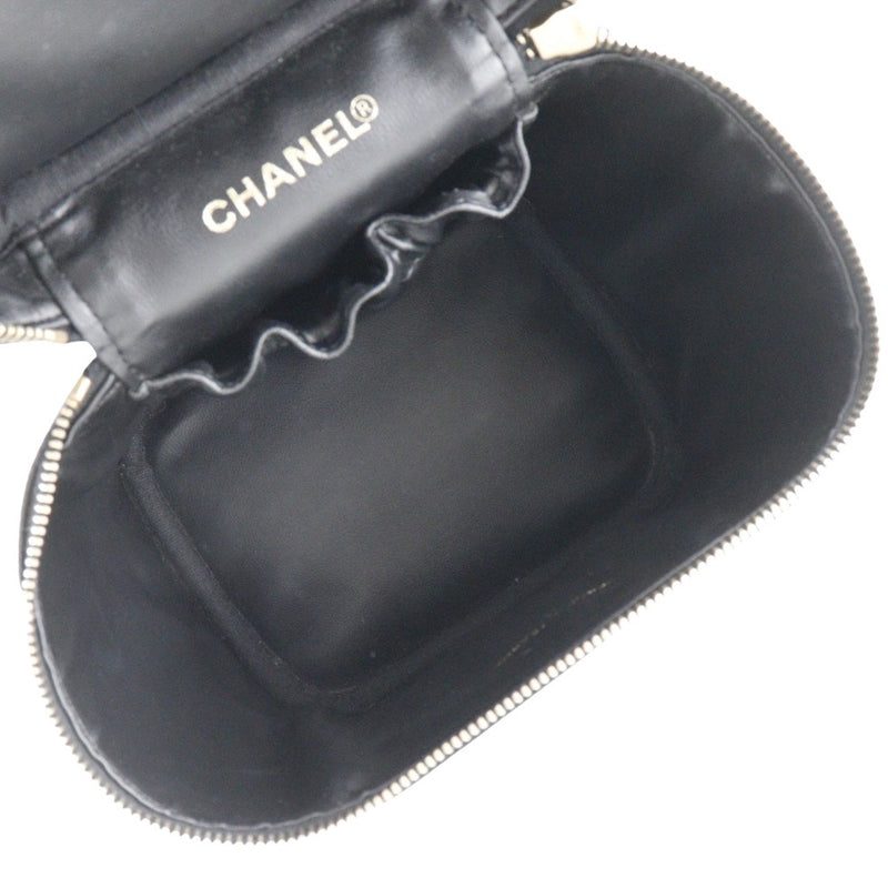 【CHANEL】シャネル
 バニティ ポーチ
 ココマーク ハンドバッグ A01998 キャビアスキン 黒 ファスナー Vanity レディースAランク