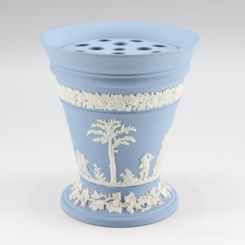【Wedgwood】ウェッジウッド
 ジャスパー フラワーベース 花瓶
 11×H12.6(cm) 陶器 ブルー Jasper Flower Base ユニセックスAランク