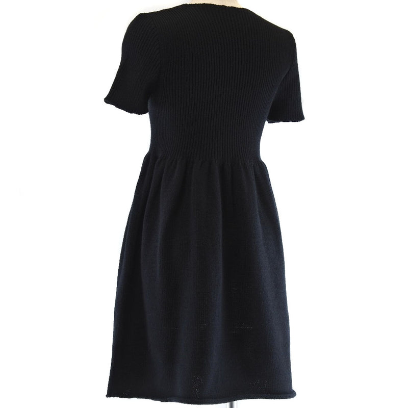 miu miu knit dress Miu Miu Knit Dress Size 42 Ivory Black Short Sleeve Cleaned Condition