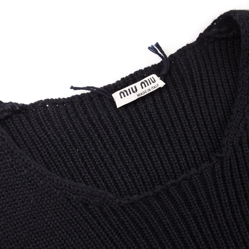 [MIUMIU] Miu Miu 
 Knit dress 
 Short sleeve wool black knit ladies