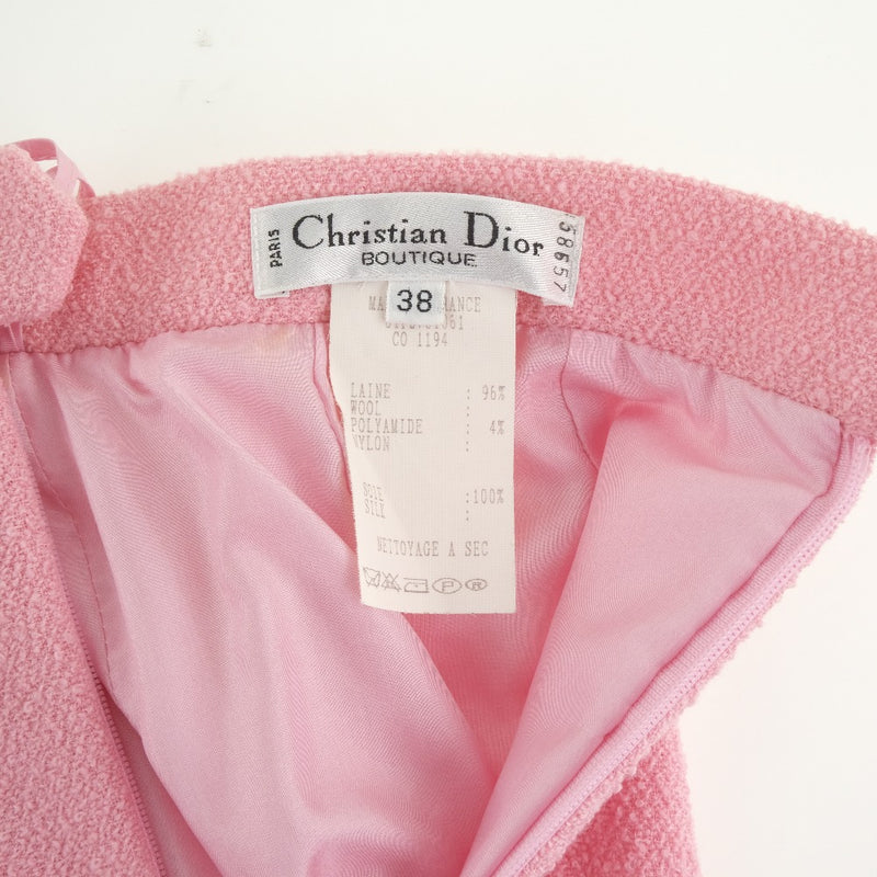 【Dior】クリスチャンディオール
 セットアップ
 リボン ウール ピンク レディースAランク