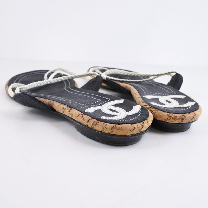 [CHANEL] Chanel 
 Cocomark sandals 
 Leather Black 36 engraved COCO Mark Ladies