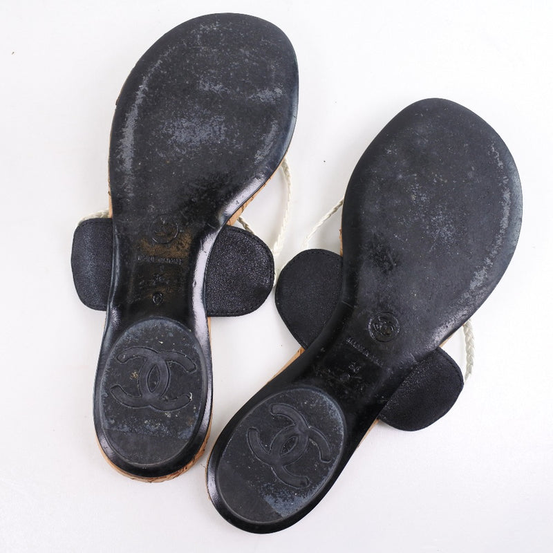 [香奈儿]香奈儿 
 Cocomark凉鞋 
 皮革黑色36雕刻可可痕迹女士