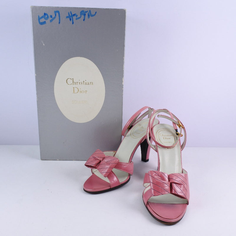 [Dior] Christian Dior 
 리본 샌들 
 가죽 핑크 리본 숙녀