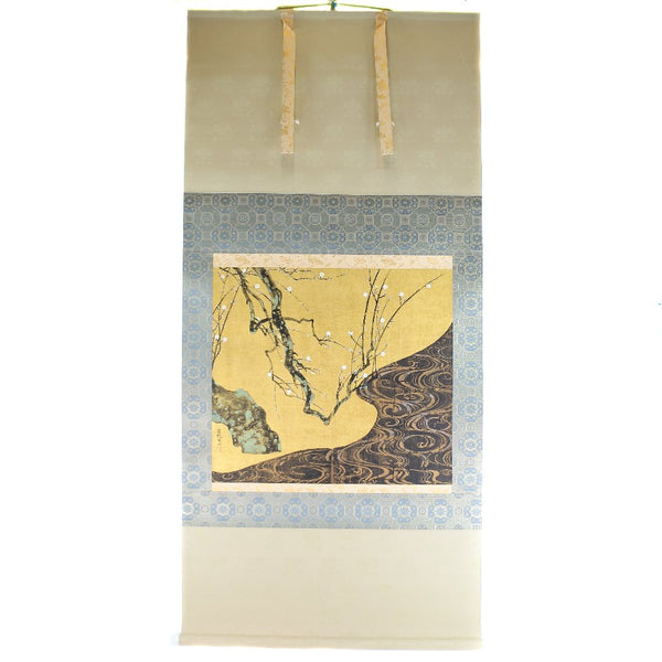 [Ogata Korin] Korin Ogata 
 木刻的轴心绘画 
 “红色和白李子”一组2木块印刷中性SA等级